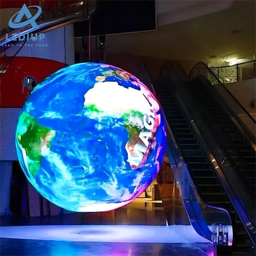 LEDIUP Globe LED Screen Indoor 360 Degree Full Color Video Flexible Ball Sphere Globe LED Display Advertising Screen in Stock