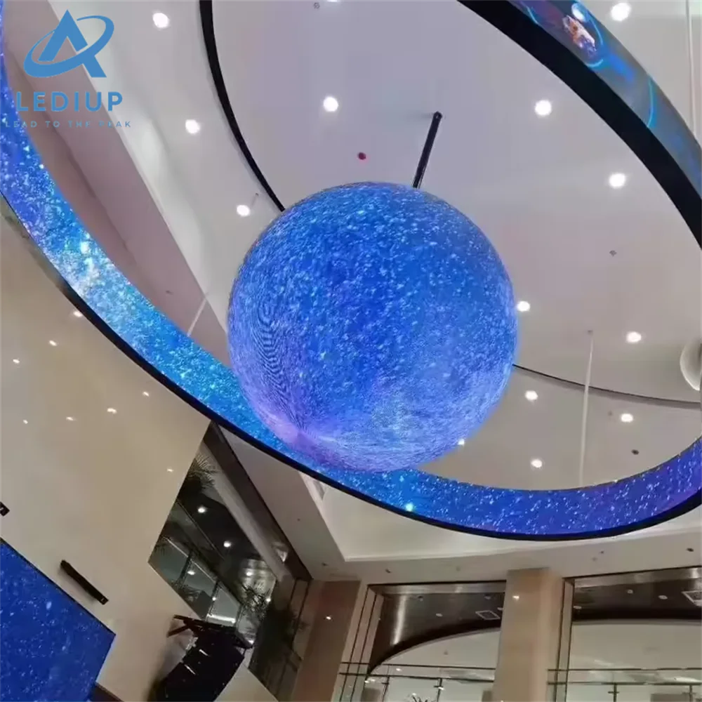 LEDIUP Globe LED Screen Indoor 360 Degree Full Color Video Flexible Ball Sphere Globe LED Display Advertising Screen in Stock