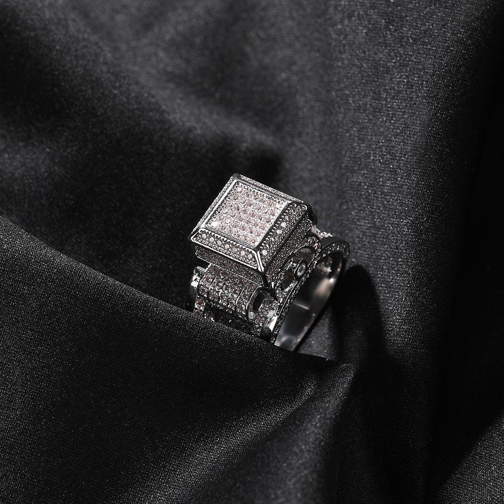 Hip-Hop quadratischer, diamantbesetzter Paarring