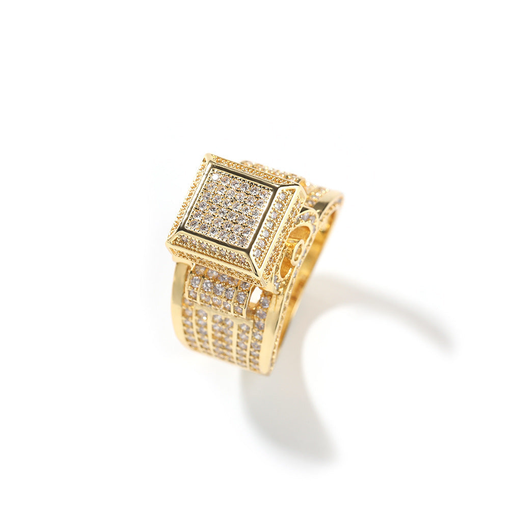Hip-Hop quadratischer, diamantbesetzter Paarring