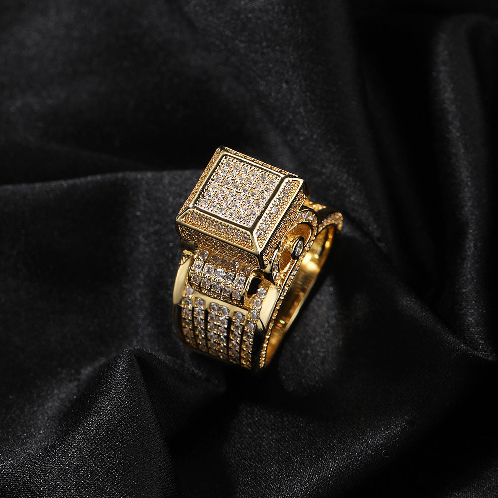 Hip-Hop quadratischer, diamantbesetzter Paarring