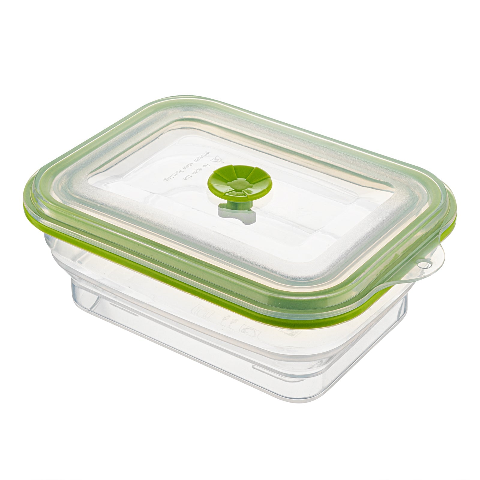 Fresh Hero 32 oz Green Silicone Airtight Food Storage Container - with Vented Lid, Collapsible - 7 3/4" x 5 1/2" x 2 3/4" - 1 count box