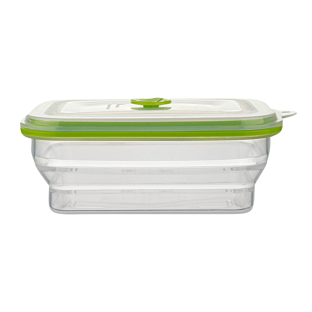 Fresh Hero 32 oz Green Silicone Airtight Food Storage Container - with Vented Lid, Collapsible - 7 3/4" x 5 1/2" x 2 3/4" - 1 count box