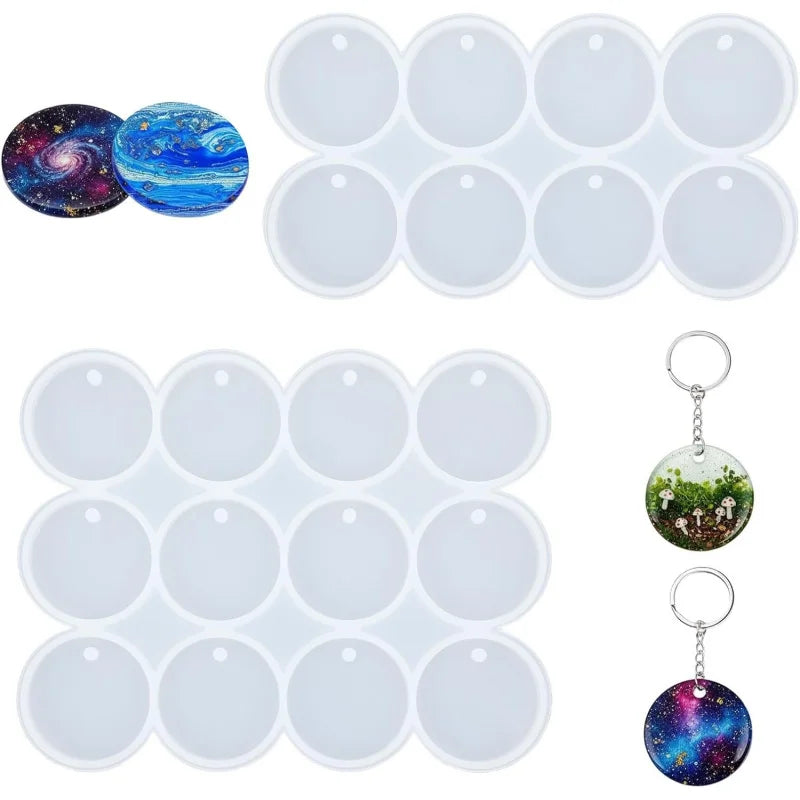 20Silicone round anti-slip mold，Flat Round Keychain Mold，Christmas decoration silicone mold，Used for casting handicrafts，Silicon
