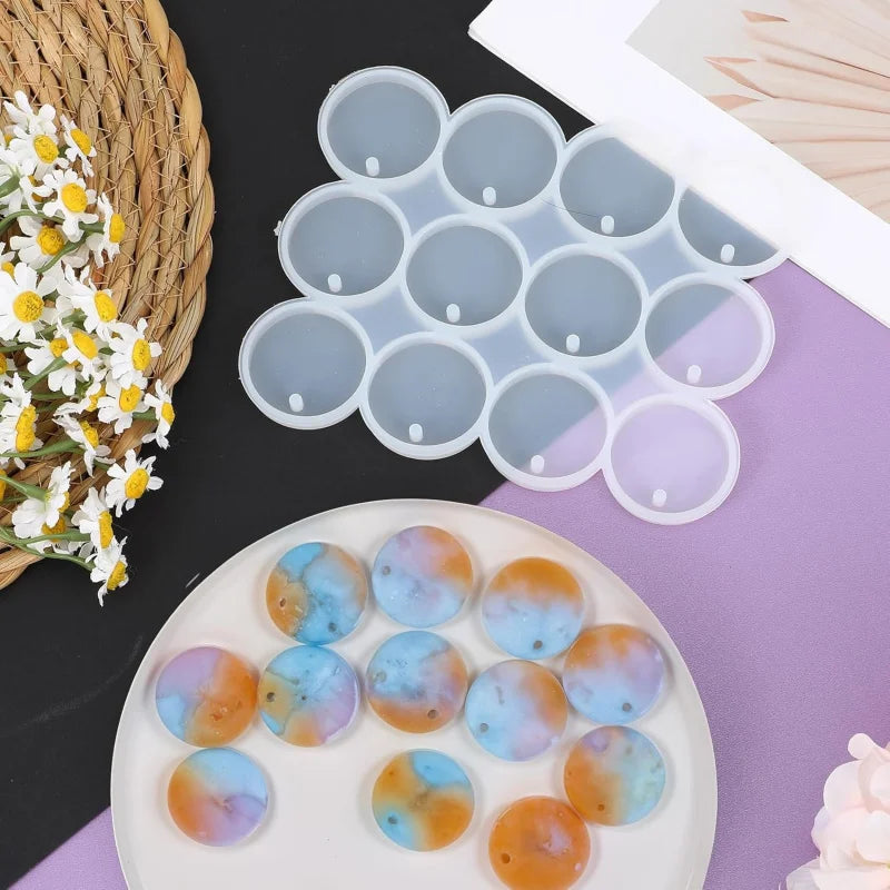 20Silicone round anti-slip mold，Flat Round Keychain Mold，Christmas decoration silicone mold，Used for casting handicrafts，Silicon