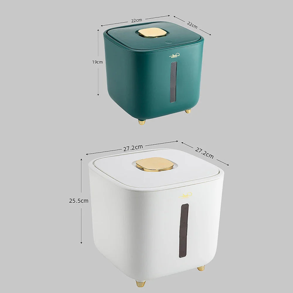 Airtight Pest-Proof Rice & Grain Storage Container — 5 kg / 10 kg (11 lb / 22 lb) Moisture-Proof Kitchen Bin with Double Silicone Seal, Pet Food Dispenser