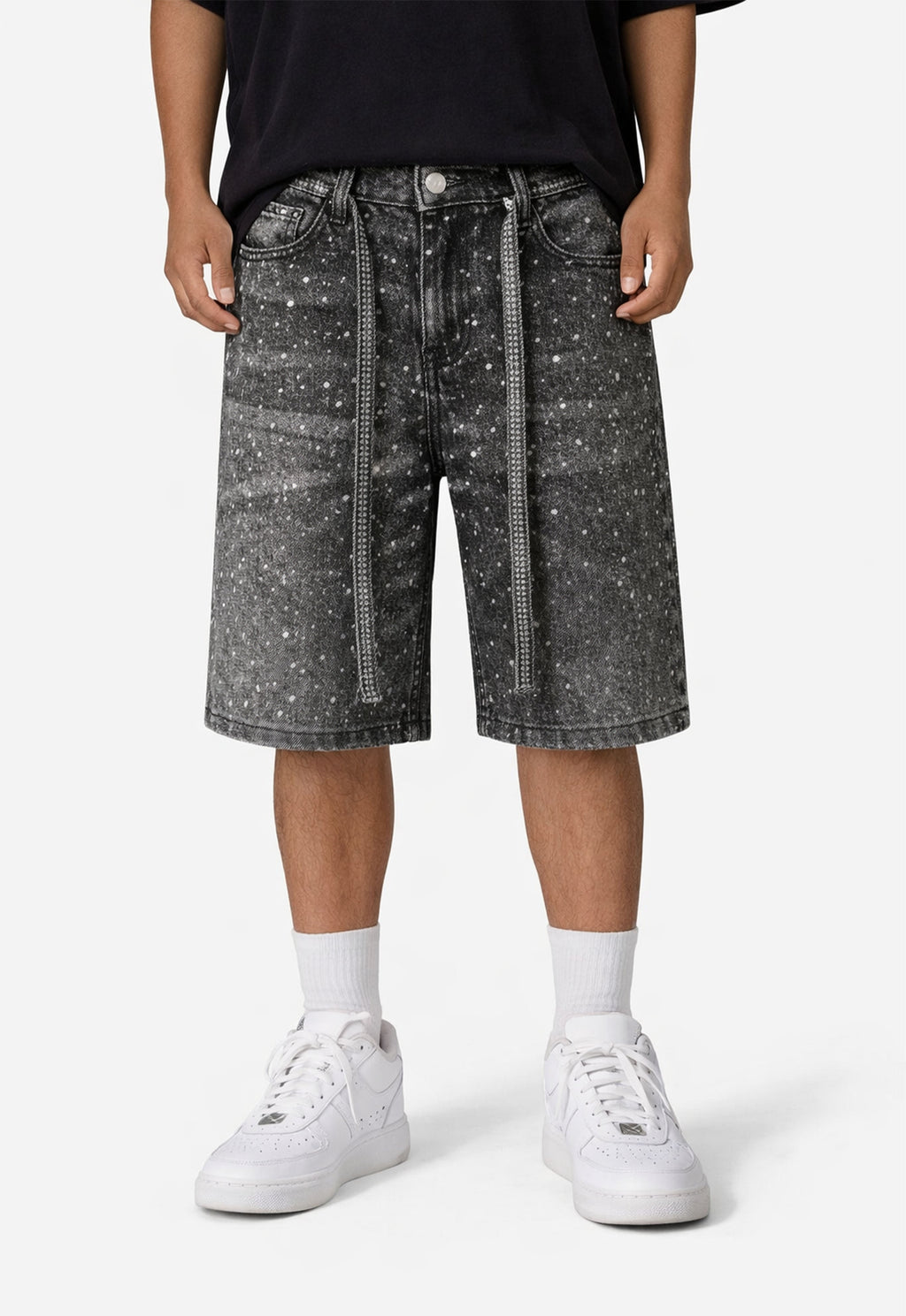 SCHWARZE RHINESTONE-SHORTS