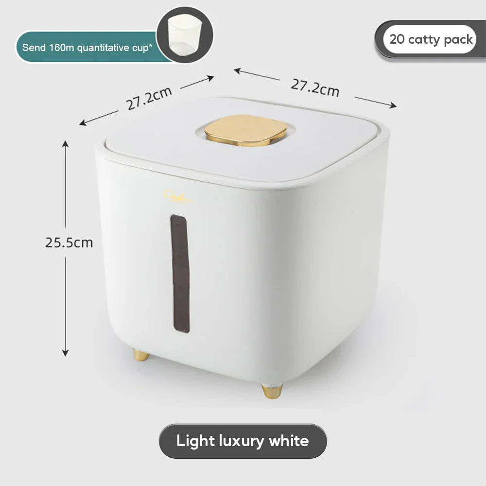 Airtight Pest-Proof Rice & Grain Storage Container — 5 kg / 10 kg (11 lb / 22 lb) Moisture-Proof Kitchen Bin with Double Silicone Seal, Pet Food Dispenser