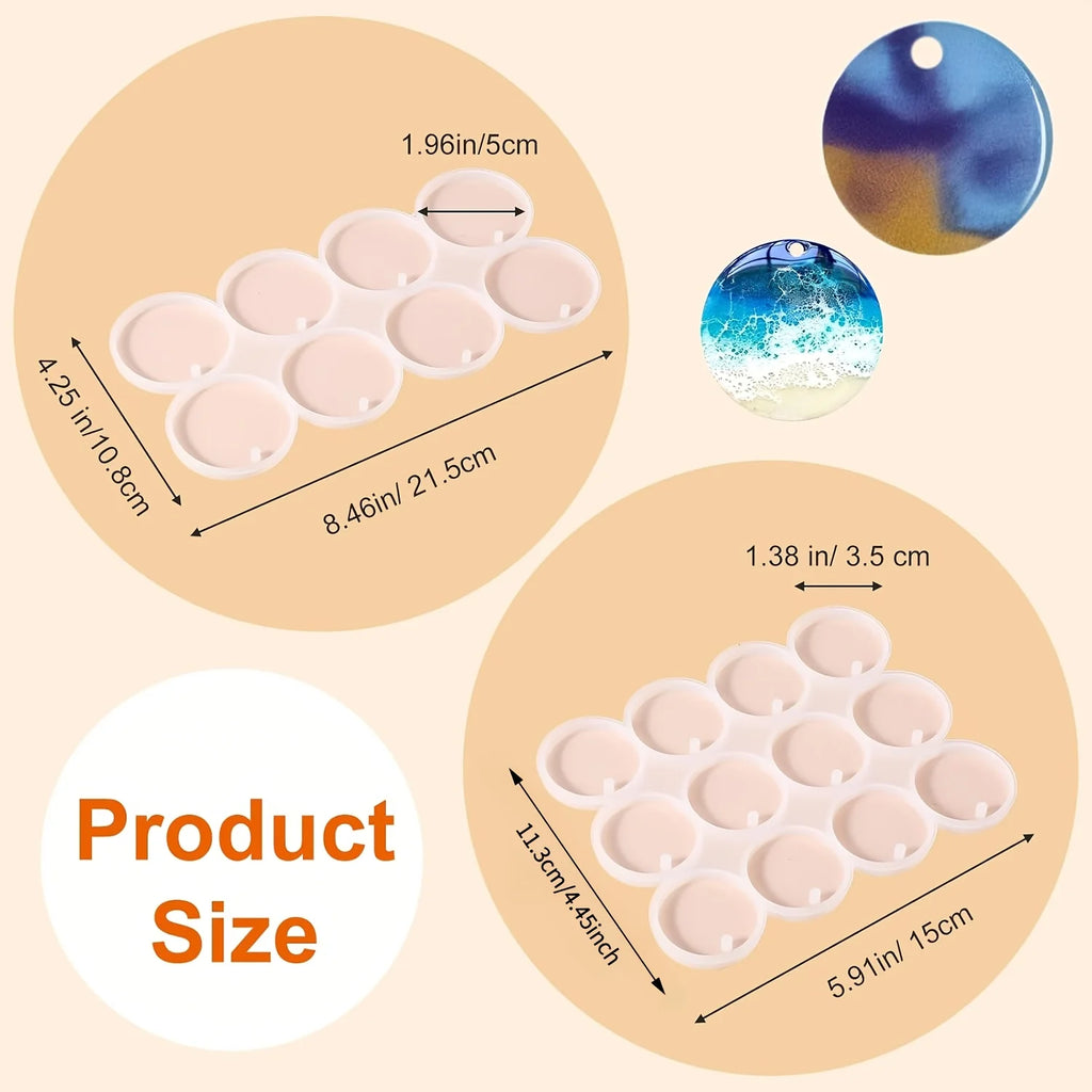 20Silicone round anti-slip mold，Flat Round Keychain Mold，Christmas decoration silicone mold，Used for casting handicrafts，Silicon