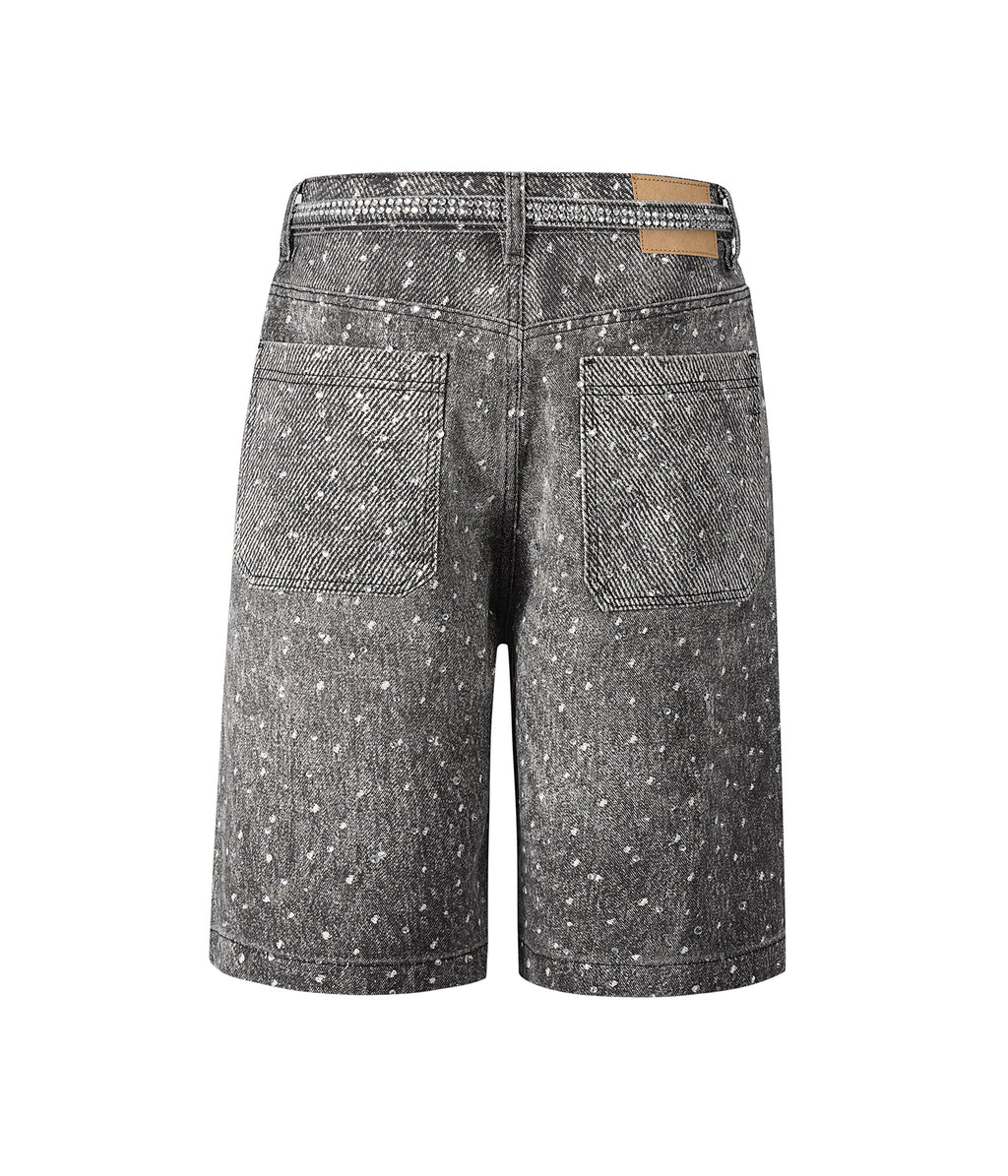SCHWARZE RHINESTONE-SHORTS