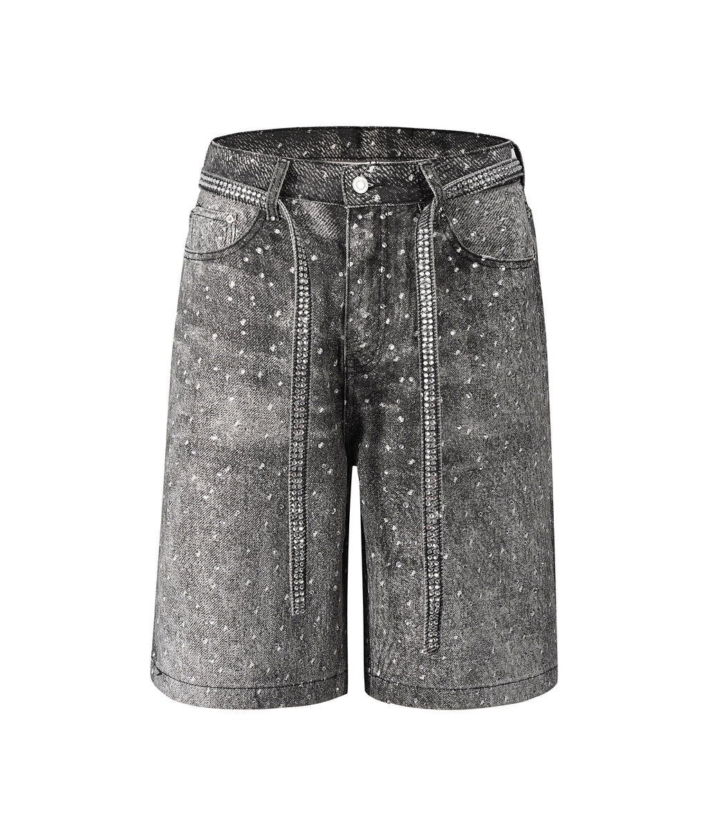 SCHWARZE RHINESTONE-SHORTS
