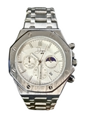 Silberne Edelstahluhr – ChronoLunar White Dial von Dapper Watches