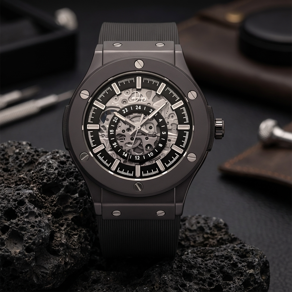 Edelstahl-Skelettuhr – The 199 Gunmetal von Dapper Watches