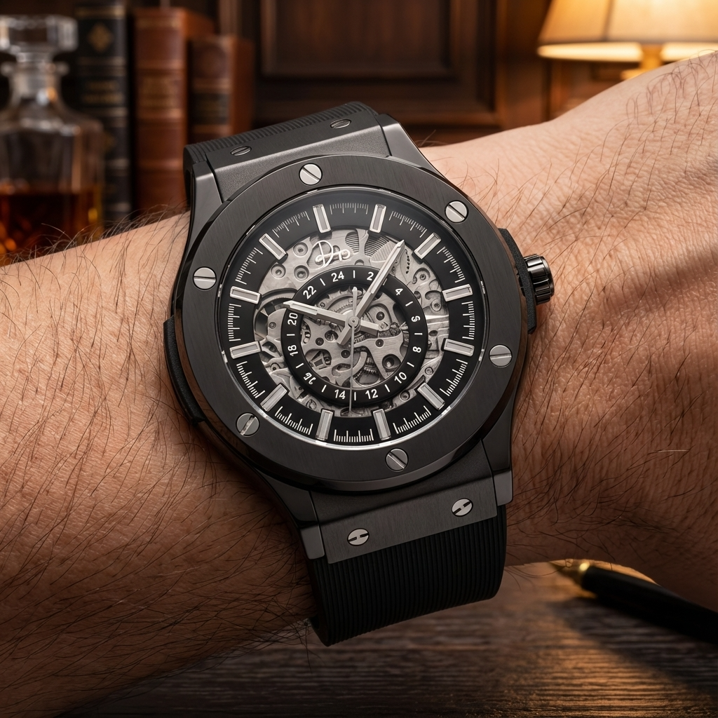 Edelstahl-Skelettuhr – The 199 Gunmetal von Dapper Watches