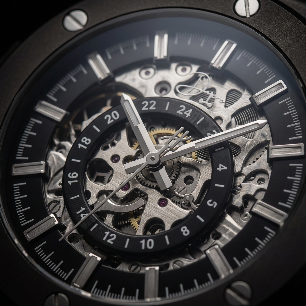 Edelstahl-Skelettuhr – The 199 Gunmetal von Dapper Watches