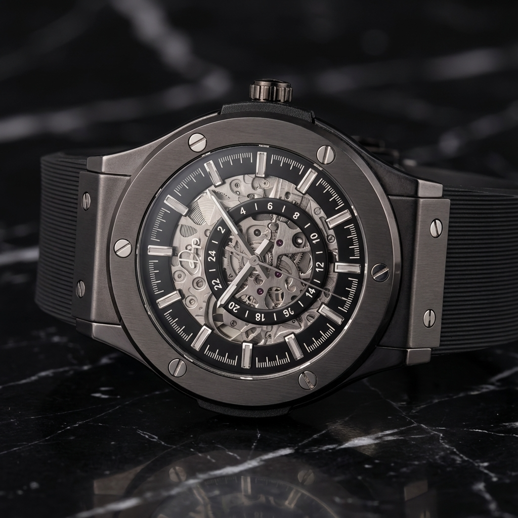 Edelstahl-Skelettuhr – The 199 Gunmetal von Dapper Watches