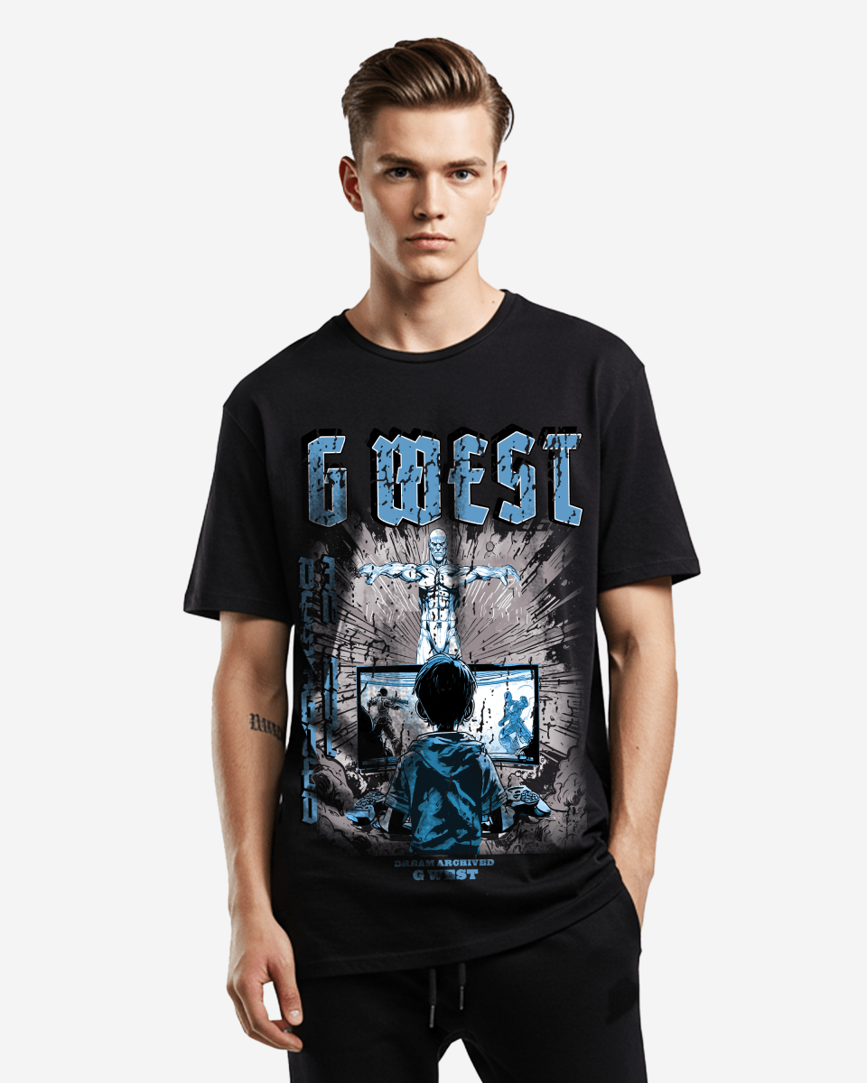 G West Game of G Baby Blue Black Oversized T-Shirt Herren