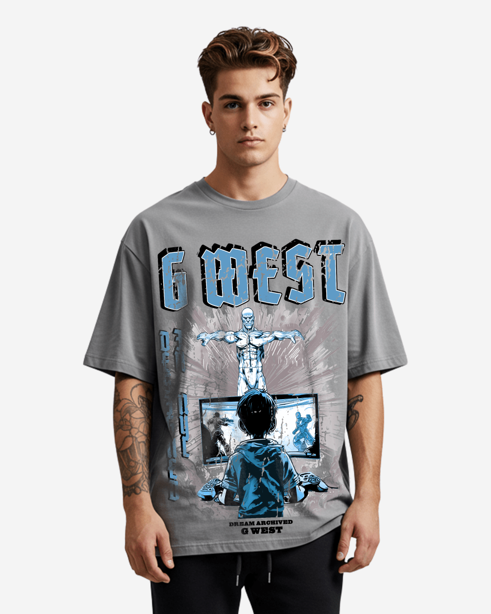 G West Game of G Baby Blue Black Oversized T-Shirt Herren