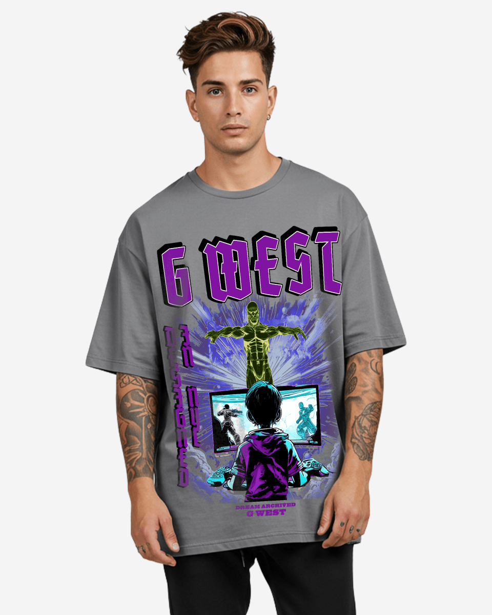 G West Game of G Baby Blue Black Oversized T-Shirt Herren