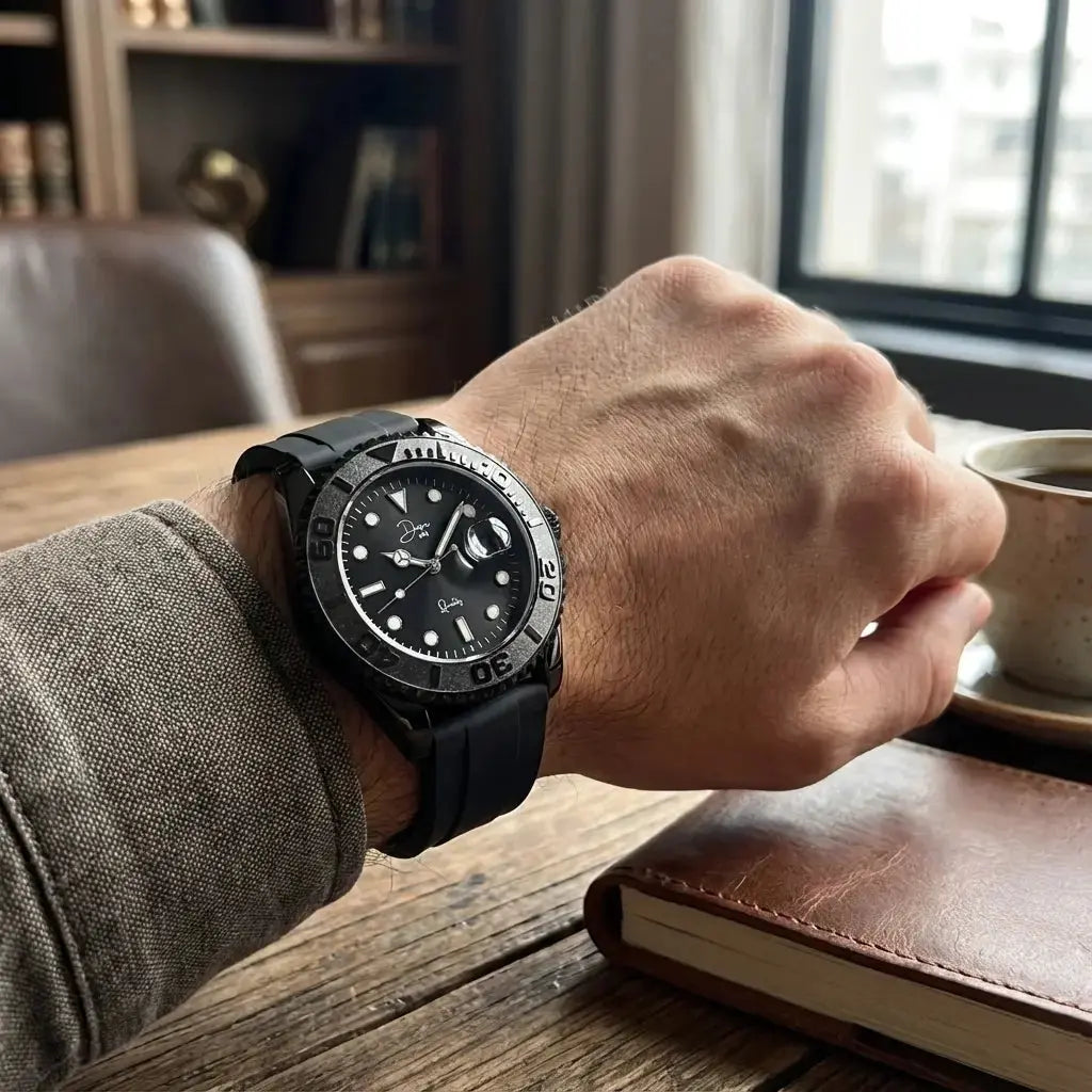 Minimalistische Quarzuhr – Die Dark Night Black Edition