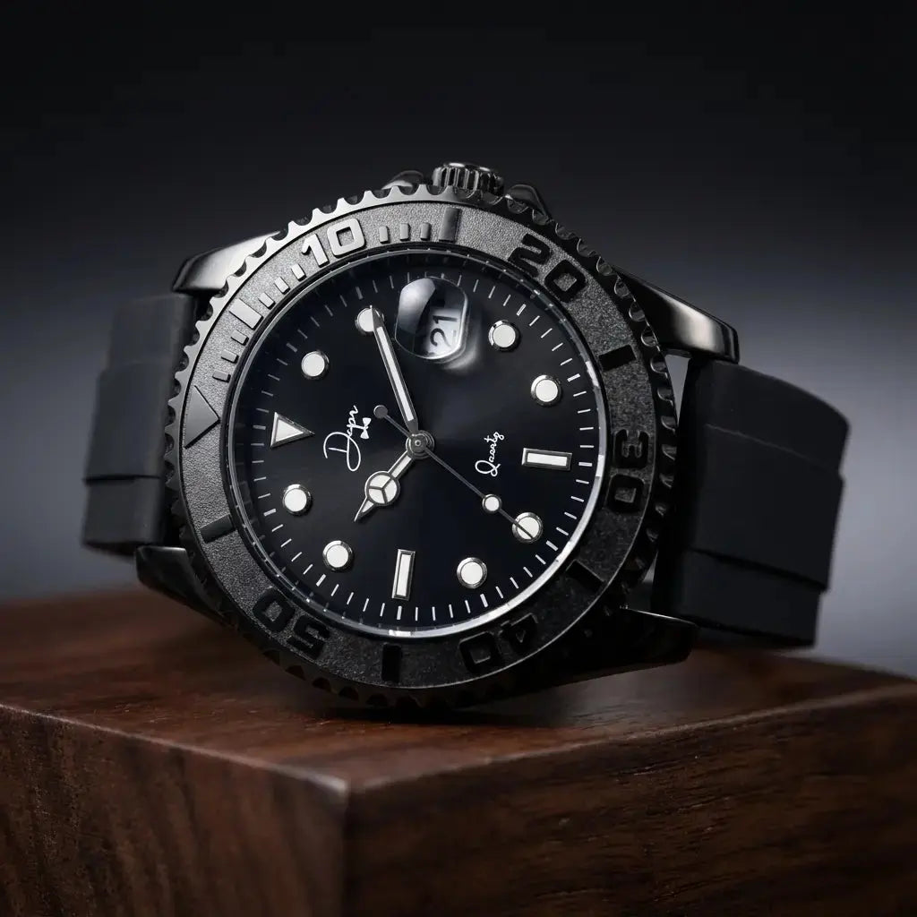 Minimalistische Quarzuhr – Die Dark Night Black Edition