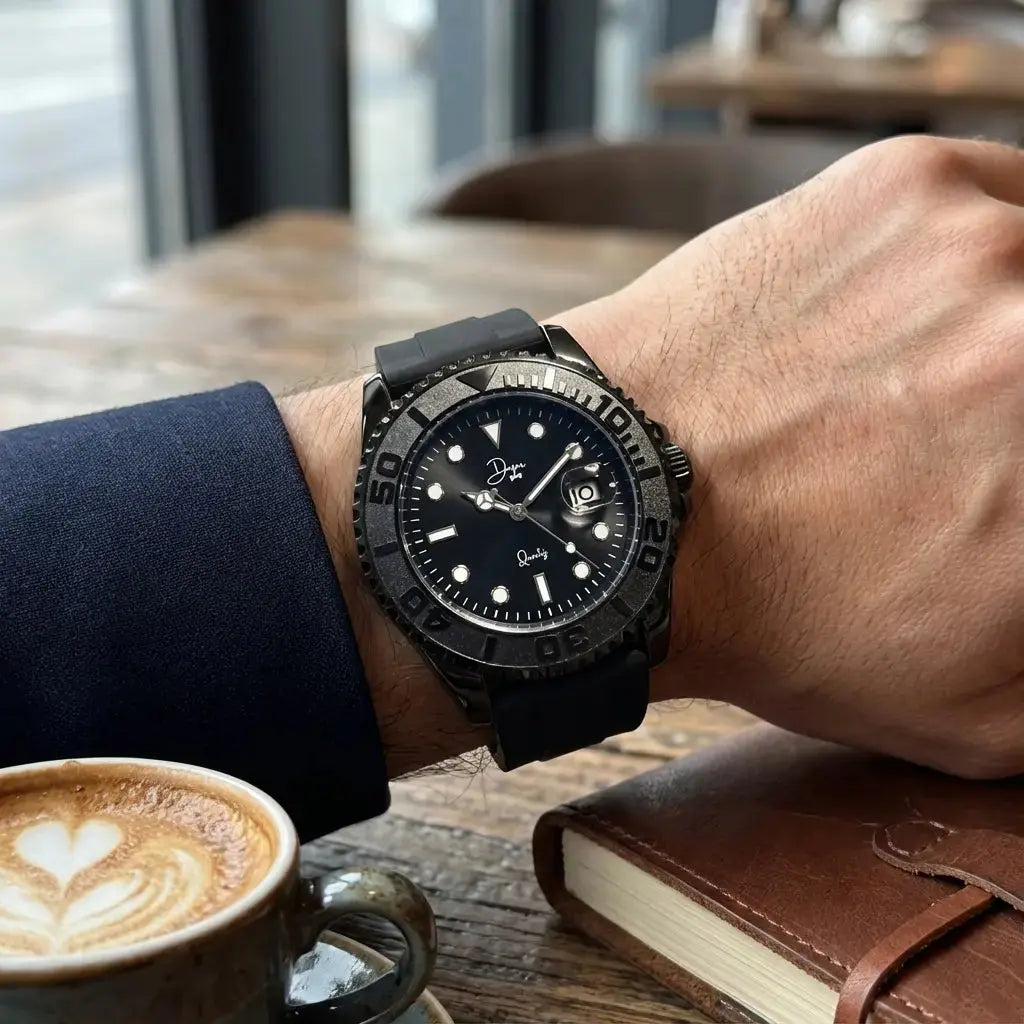 Minimalistische Quarzuhr – Die Dark Night Black Edition