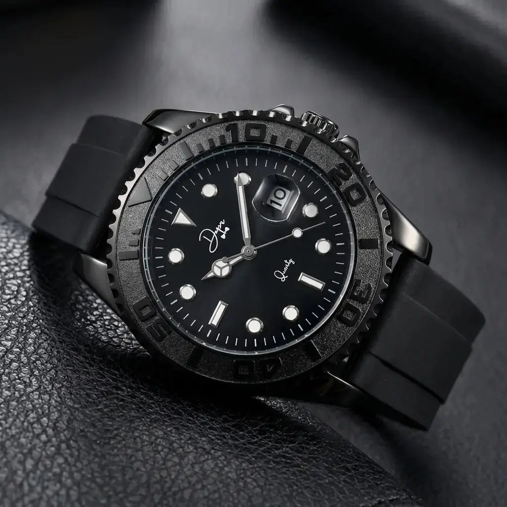 Minimalistische Quarzuhr – Die Dark Night Black Edition
